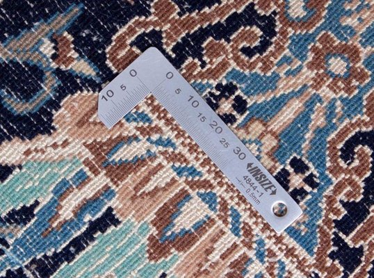 Floral Dark Blue Nain Runner Rug With Motif Border For Sale At Pamono