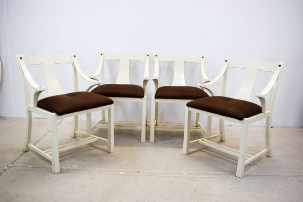 Italian Painted Wooden Dining Chairs 1960s Set of 4 for sale at