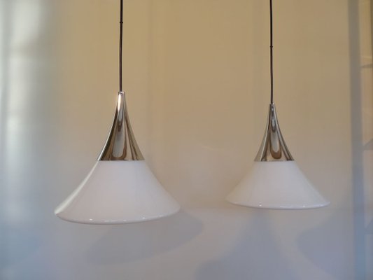 German Glass Pendant Lamps from Limburg 1960s Set of 2 for sale