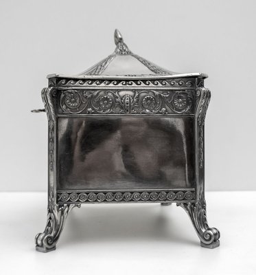 Antique German Art Nouveau Silver-Plated Jewelry Box from WMF for