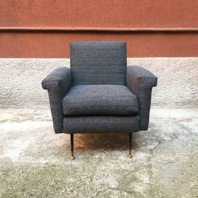 Mid Century Modern Italian Textured Grey Fabric Metal Armchair 1960s For Sale At Pamono