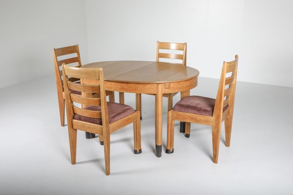Rationalist Oval Dining Table In Oak, Oval Oak Dining Table With Six Chairs