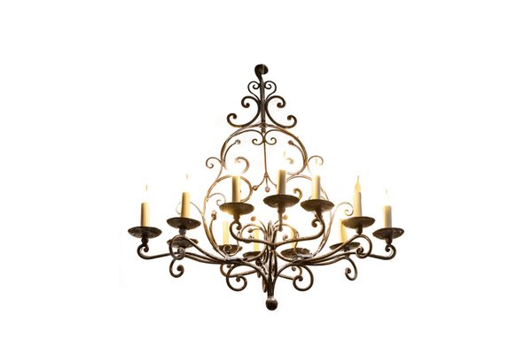 19th Century Louis Xv Style Chandelier In Wrought Iron For At Pamono 19th Century Louis Xv Style Chandelier, Vintage Style Wrought Iron Chandelier