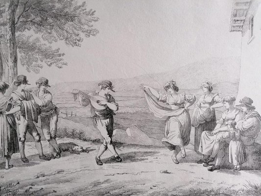 Danze e canzoni romane Disegno a matita e carboncino, XIX secolo