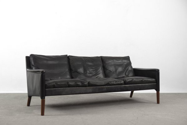 Leather Rosewood 3 Seat Sofa By Kurt, Black Leather 3 Seater Sofa Bed Philippines