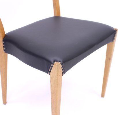 Scandinavian Oak Dining Chairs With, Oak And Black Leather Dining Chairs