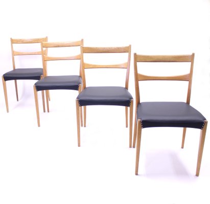 Scandinavian Oak Dining Chairs With, Oak Leather Chairs