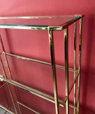 Gold Metal Shelf By Guy Lefevre 1980s, Pink Metal Glass Shelves