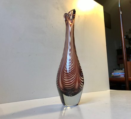 Per Lutken for Holmegaard set of two modern scandinavian glass decor. Vintage Danish modern smoke glass Duckling vases