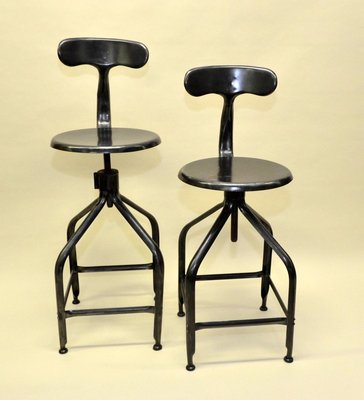 Adjustable Metal High Stools from Nicolle 1960s Set of 2