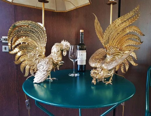 Brass Rooster Table Lamps 1960s Set of 2 for sale at Pamono