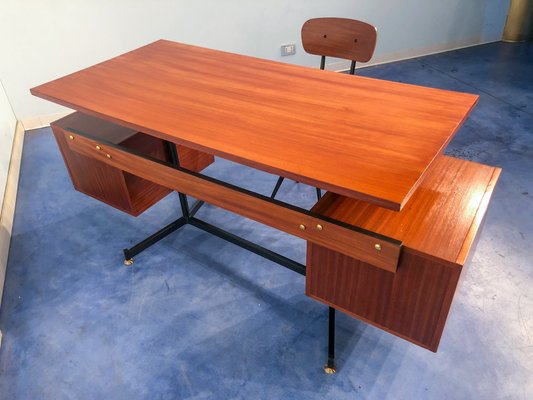 Mid century modern teak desk deals