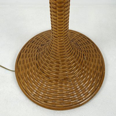 White Witch Hat Shade 1970s, Vintage White Wicker Floor Lamp
