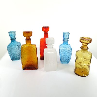 CARAFE ITALIE VINTAGE Empoli Bouteille en verre visage bleu cobalt genie MCM EUR 125,00 - FR