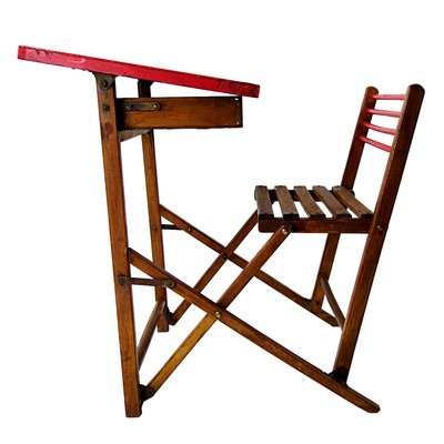 Vintage Foldable Wooden Children S Desk And Seat For Sale At Pamono