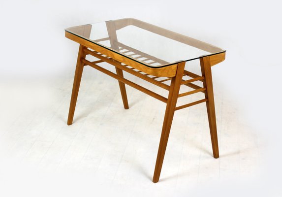 Wooden Coffee Table With Glass Top By Frantisek Jirak 1960s For Sale At Pamono