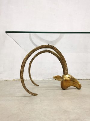 Mid-Century Brass Ram Coffee Table by in the Style of Alain