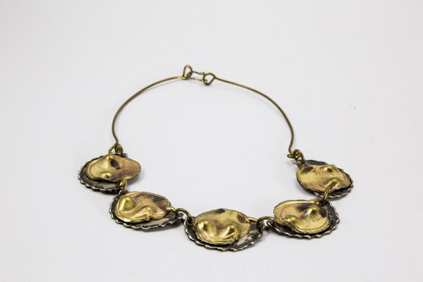 Brutalist Handmade Brass Necklace 1970s - Main Image