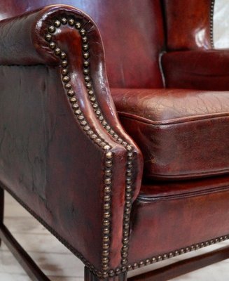 Georgian Style Leather Wingback Chair, Cigar Lounge Chairs Canada