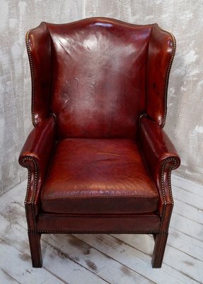 Georgian Style Leather Wingback Chair, Leather Wingback Recliner Armchair