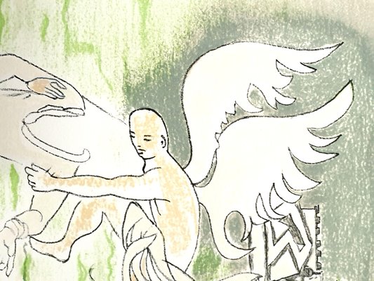 Jean Cocteau, Angel, 1967, Hand-Colored Lithograph for sale at Pamono