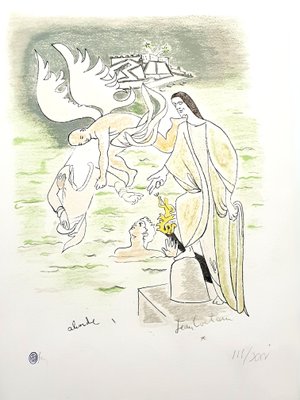 Jean Cocteau, Angel, 1967, Hand-Colored Lithograph for sale at Pamono