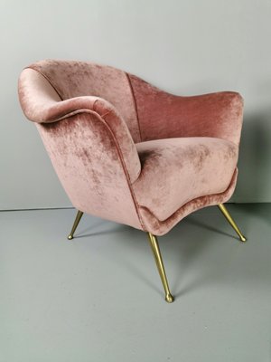 Mid Century Italian Pink Velvet, Pink Velvet Armchairs Uk
