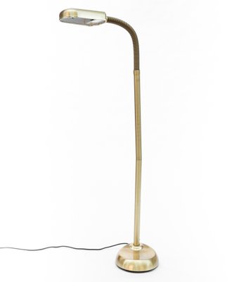 Brass Floor Lamp With Bent Arm 1980s, Brass Daylight Floor Lamp