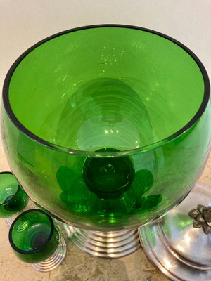 Vintage Green Glass Punch Cups Set of Two, Glassware, Coffee Cup