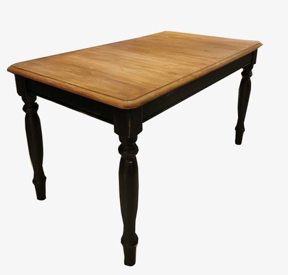 Vintage Extendable Pine Dining Table With Black Structure For Sale At Pamono