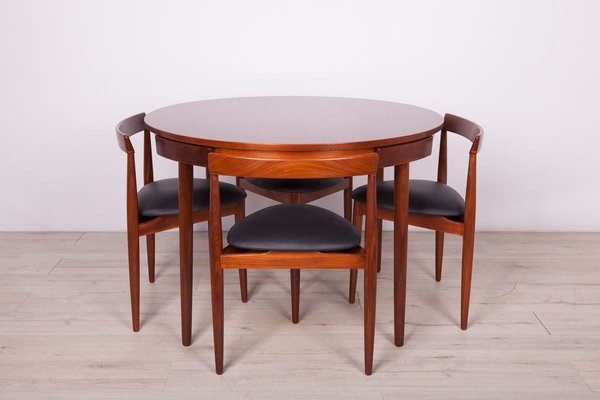 Mid Century Teak Dining Table 4 Chairs Set By Hans Olsen For Frem Rojle 1950s Bei Pamono Kaufen