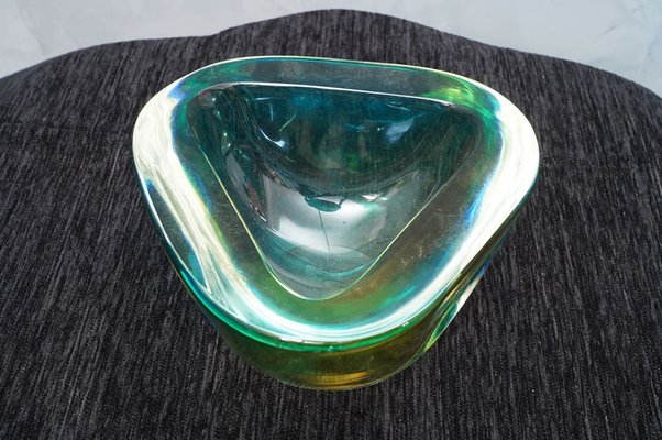 Vintage Bronze and Green Murano Art Glass Ashtray