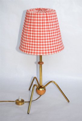 Table Lamp From Rupert Nikoll 1950s, Red Tartan Table Lamps