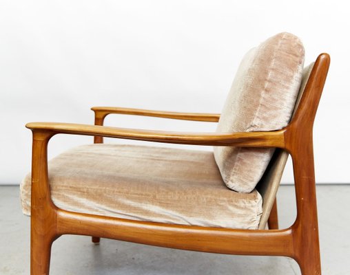 Mid Century Cherry Wood Lounge Chair By, Mid Century Wood Chair