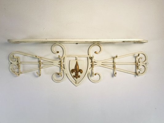 French Wrought Iron Coat Rack 1950s, Wrought Iron Coat Rack With Hooks And