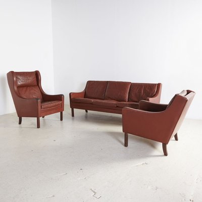 Brown Leather Sofa Set 1960s Of 3 For At Pamono Brown Leather Sofa Set 1960s Of 3, Leather Sofa Set 3 1