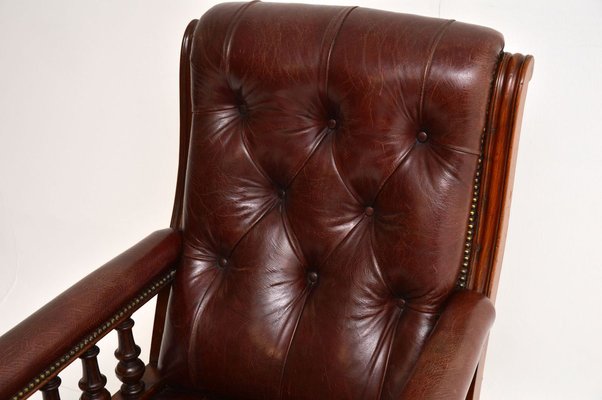 Antique Victorian Leather Mahogany, Victorian Leather Armchair
