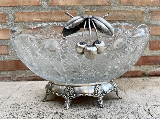 Antike Französische Art Deco Obstschale aus Geschliffenem Glas bei Pamono kaufen