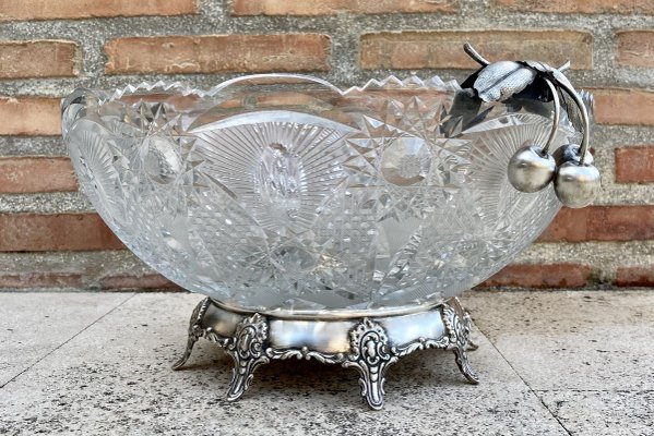 Antike Französische Art Deco Obstschale aus Geschliffenem Glas bei Pamono kaufen