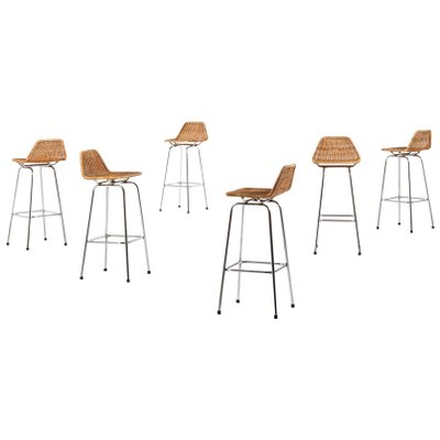 Bar Stools In Steel And Rattan The, Charlotte Bar Stool