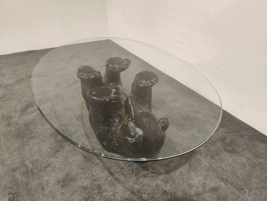 Sculptural Black Bear Coffee Table 1970s For At Pamono - Glass Top Black Bear Coffee Table Sculptural Black Bear Coffee Table 1970s For At Pamono - Glass Top Black Bear Coffee Table