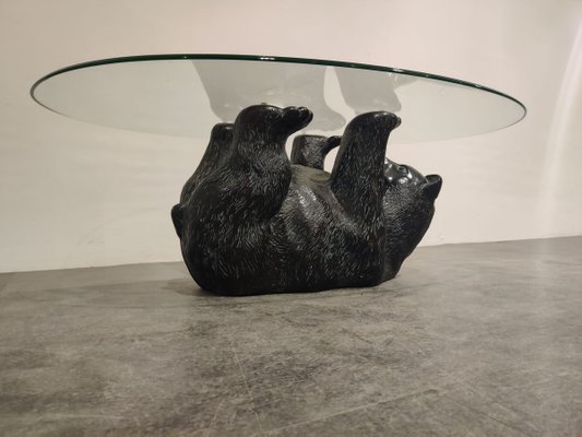 Sculptural Black Bear Coffee Table 1970s For At Pamono - Glass Top Black Bear Coffee Table Sculptural Black Bear Coffee Table 1970s For At Pamono - Glass Top Black Bear Coffee Table