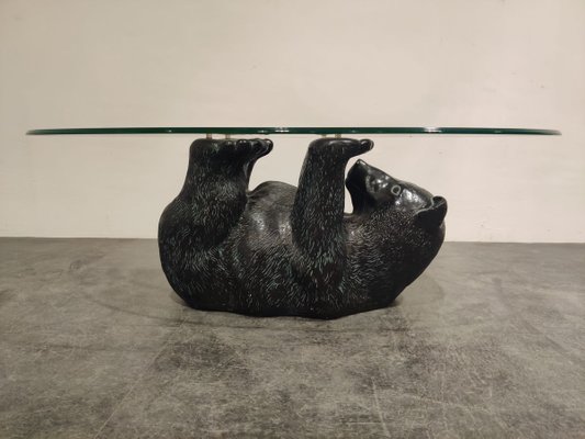 Sculptural Black Bear Coffee Table 1970s For At Pamono - Glass Top Black Bear Coffee Table Sculptural Black Bear Coffee Table 1970s For At Pamono - Glass Top Black Bear Coffee Table