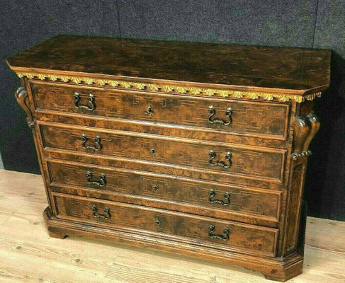Antique Louis Xiv Walnut Inlaid And, Wood Inlaid Dresser