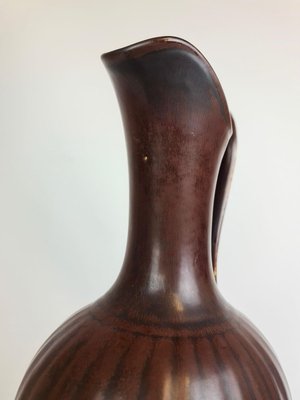 Vase Céramique Marron De Gunnar Nylund Pour Rörstrand - Design Milieu Du XXe Siècle - Hauteur 16,5 Cm