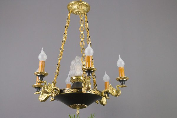 French Empire Style Bronze Brass And, French Empire Chandelier Bronze