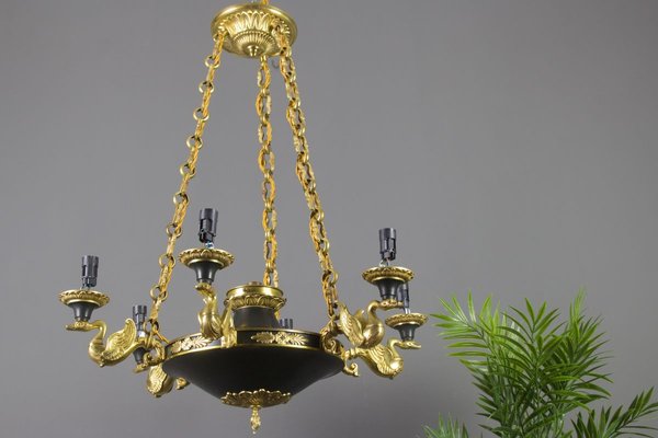 French Empire Style Bronze Brass And, French Empire Chandelier Bronze