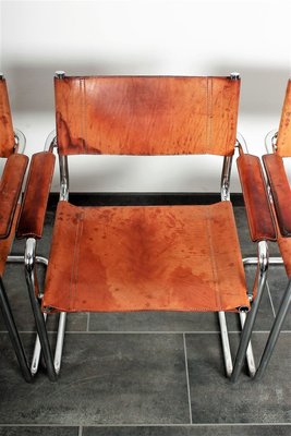 Vintage Model S34 Cognac Saddle Leather Dining Chairs By Mart Stam Marcel Breuer For Unbekannt Set Of 4 At Pamono Vintage Model S34 Cognac Saddle Leather, Sofa Mart Dining Chairs