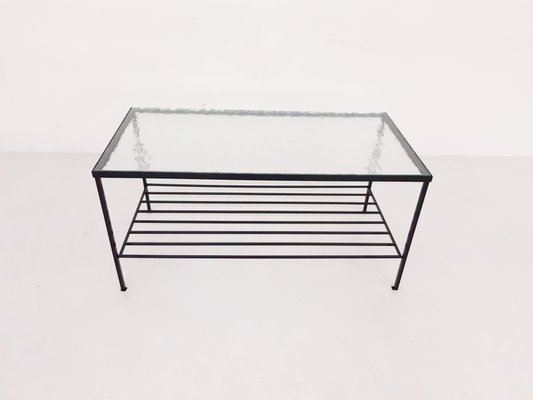 Glass Coffee Table For At Pamono, Black Metal Rectangle Coffee Table With Glass Top