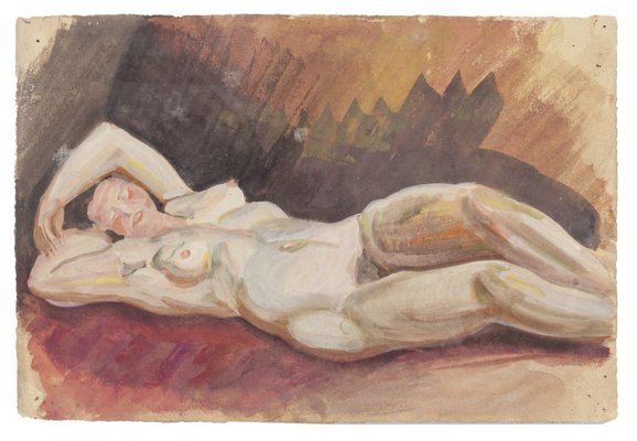 Jean Delpech, Nude Women, Original Watercolor on Paper, Mid-20th